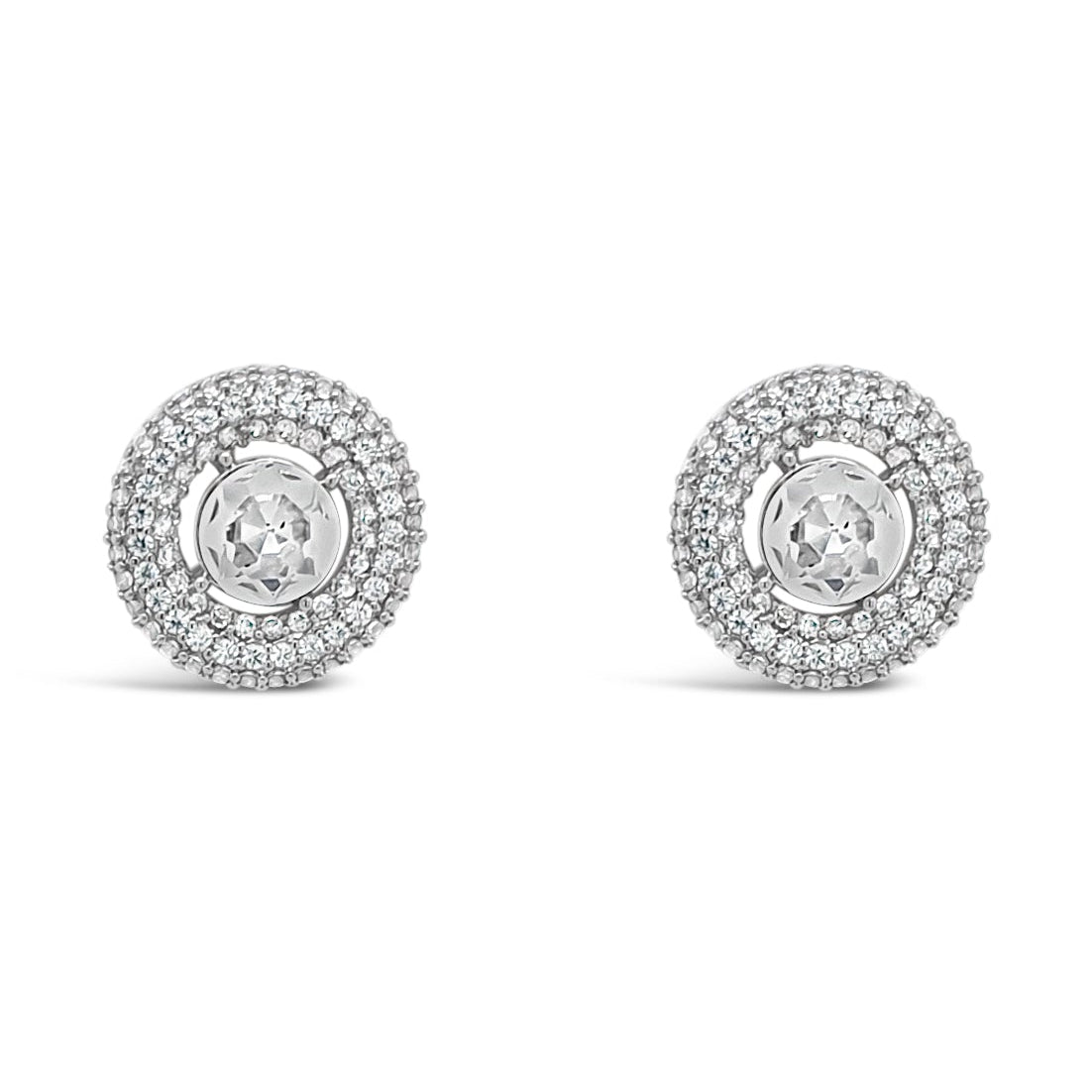 Absolute Jewellery Crystal Silver Halo Stud Earrings for women ireland